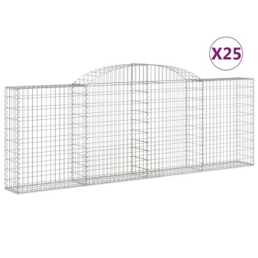 vidaXL Συρματοκιβώτια Τοξωτά 25 τεμ. 300x30x100/120 εκ. Γαλβαν. Ατσάλι
