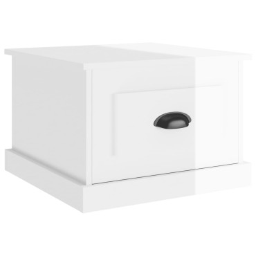 vidaXL Τραπεζάκι Σαλονιού Γυαλ. Λευκό 50x50x35cm Επεξεργ. Ξύλο 1 τεμ.