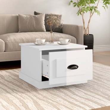 vidaXL Τραπεζάκι Σαλονιού Γυαλ. Λευκό 50x50x35cm Επεξεργ. Ξύλο 1 τεμ.