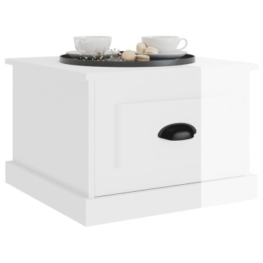 vidaXL Τραπεζάκι Σαλονιού Γυαλ. Λευκό 50x50x35cm Επεξεργ. Ξύλο 1 τεμ.