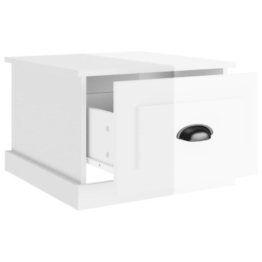 vidaXL Τραπεζάκι Σαλονιού Γυαλ. Λευκό 50x50x35cm Επεξεργ. Ξύλο 1 τεμ.