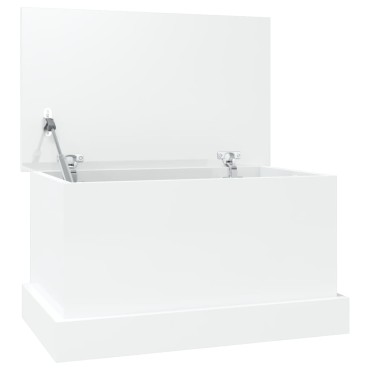 vidaXL Κουτί Αποθήκευσης Γυαλ. Λευκό 50x30x28cm Επεξεργασμένο Ξύλο 1 τεμ.