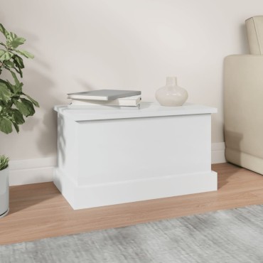 vidaXL Κουτί Αποθήκευσης Γυαλ. Λευκό 50x30x28cm Επεξεργασμένο Ξύλο 1 τεμ.