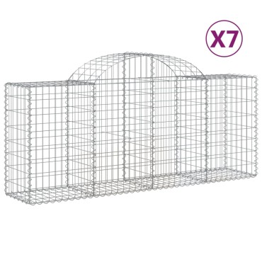 vidaXL Συρματοκιβώτια Τοξωτά 7 τεμ. 200x50x80/100 εκ. Γαλβαν. Ατσάλι