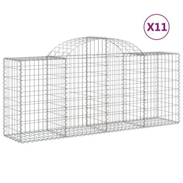 vidaXL Συρματοκιβώτια Τοξωτά 11 τεμ. 200x50x80/100 εκ. Γαλβαν. Ατσάλι