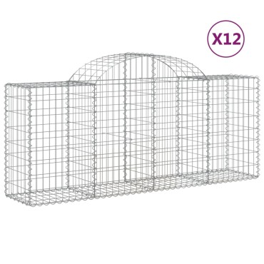 vidaXL Συρματοκιβώτια Τοξωτά 12 τεμ. 200x50x80/100 εκ. Γαλβαν. Ατσάλι