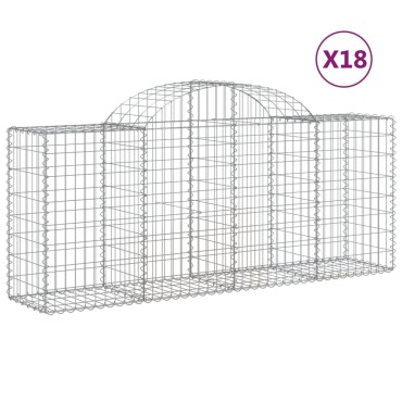 vidaXL Συρματοκιβώτια Τοξωτά 18 τεμ. 200x50x80/100 εκ. Γαλβαν. Ατσάλι