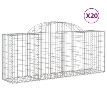 vidaXL Συρματοκιβώτια Τοξωτά 20 τεμ. 200x50x80/100 εκ. Γαλβαν. Ατσάλι