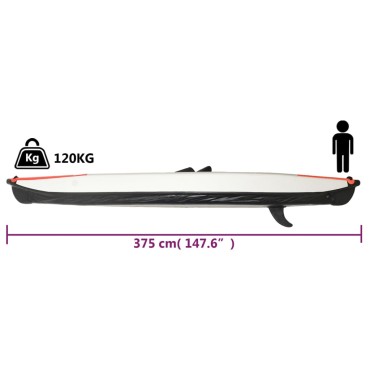 vidaXL Καγιάκ Φουσκωτό Κόκκινο 375 x 72 x 31 εκ. από Πολυεστέρα