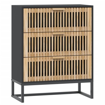 vidaXL Συρταριέρα Μαύρη 60x30x75cm από Επεξεργασμένο Ξύλο 1 τεμ.