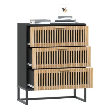 vidaXL Συρταριέρα Μαύρη 60x30x75cm από Επεξεργασμένο Ξύλο 1 τεμ.