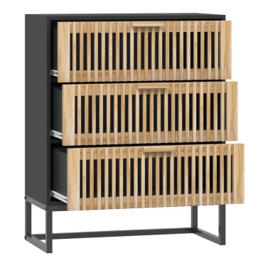 vidaXL Συρταριέρα Μαύρη 60x30x75cm από Επεξεργασμένο Ξύλο 1 τεμ.