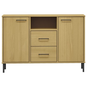 vidaXL Μπουφές OSLO Καφέ 113x40x77cm Μασίφ Ξύλο με Μεταλλικά Πόδια 1 τεμ.