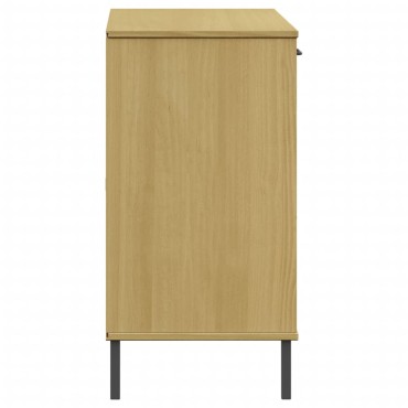 vidaXL Μπουφές OSLO Καφέ 113x40x77cm Μασίφ Ξύλο με Μεταλλικά Πόδια 1 τεμ.
