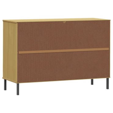 vidaXL Μπουφές OSLO Καφέ 113x40x77cm Μασίφ Ξύλο με Μεταλλικά Πόδια 1 τεμ.