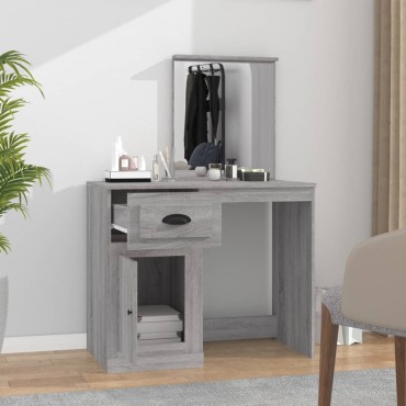 vidaXL Μπουντουάρ με Καθρέφτη Γκρι Sonoma 90x50x132,5cm Επεξ. Ξύλο 1 τεμ.