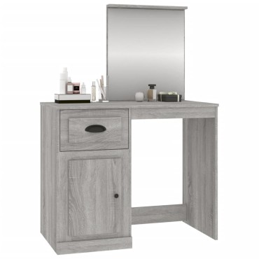 vidaXL Μπουντουάρ με Καθρέφτη Γκρι Sonoma 90x50x132,5cm Επεξ. Ξύλο 1 τεμ.