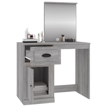 vidaXL Μπουντουάρ με Καθρέφτη Γκρι Sonoma 90x50x132,5cm Επεξ. Ξύλο 1 τεμ.