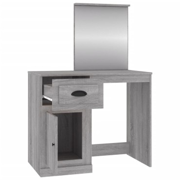 vidaXL Μπουντουάρ με Καθρέφτη Γκρι Sonoma 90x50x132,5cm Επεξ. Ξύλο 1 τεμ.