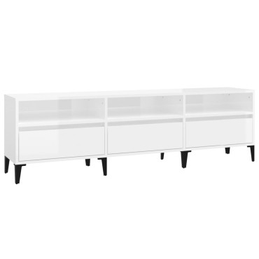 vidaXL Έπιπλο Τηλεόρασης Γυαλ. Λευκό 150x30x44,5cm Επεξεργασμένο Ξύλο