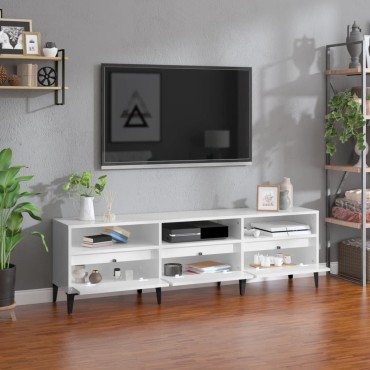 vidaXL Έπιπλο Τηλεόρασης Γυαλ. Λευκό 150x30x44,5cm Επεξεργασμένο Ξύλο