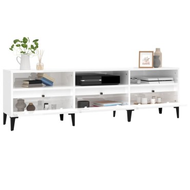 vidaXL Έπιπλο Τηλεόρασης Γυαλ. Λευκό 150x30x44,5cm Επεξεργασμένο Ξύλο