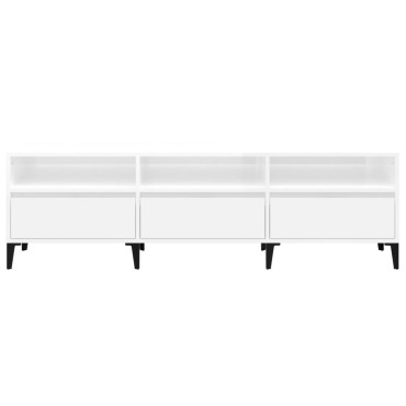 vidaXL Έπιπλο Τηλεόρασης Γυαλ. Λευκό 150x30x44,5cm Επεξεργασμένο Ξύλο