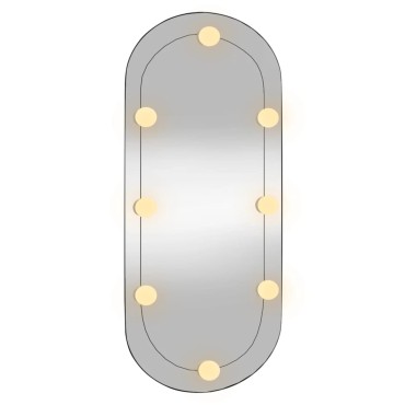 vidaXL Καθρέφτης Τοίχου Οβάλ με Φώτα LED 30x80 εκ. από Γυαλί