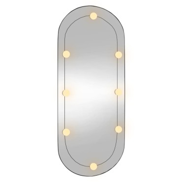 vidaXL Καθρέφτης Τοίχου Οβάλ με Φώτα LED 45x100 εκ. από Γυαλί