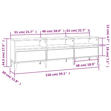 vidaXL Έπιπλο Τηλεόρασης Λευκό 150x30x44,5cm Επεξεργασμένο Ξύλο