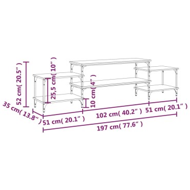 vidaXL Έπιπλο Τηλεόρασης Καφέ Δρυς 197x35x52cm Επεξεργασμένο Ξύλο