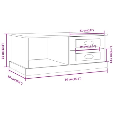vidaXL Τραπεζάκι Σαλονιού Μαύρο 90x50x35cm Επεξεργασμένο Ξύλο 1 τεμ.