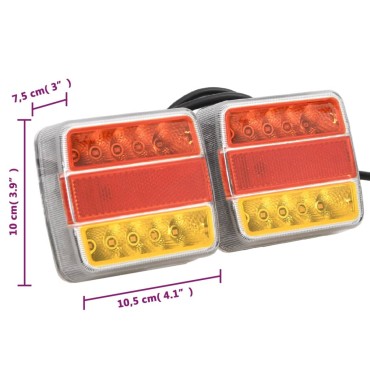 vidaXL Φώτα Τρέιλερ 2 τεμ. Κόκκινα 10,5x7,5x10 εκ. LED Λαμπτήρας 12V