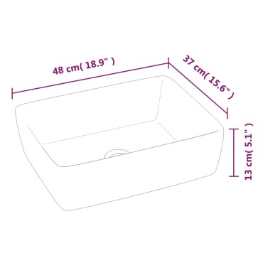 vidaXL Νιπτήρας Ορθογώνιος Λευκός 48 x 37 x 13 εκ. Κεραμικός