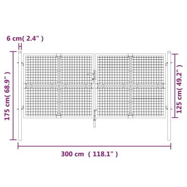 vidaXL Πόρτα Περίφραξης με Πλέγμα Ανθρακί 300x175 εκ. Γαλβαν. Χάλυβας
