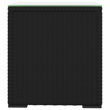 vidaXL Βοηθητικό Τραπεζάκι Μαύρο 40x37x40,5cm Συνθ Ρατάν/ Ψημένο Γυαλί 1 τεμ.