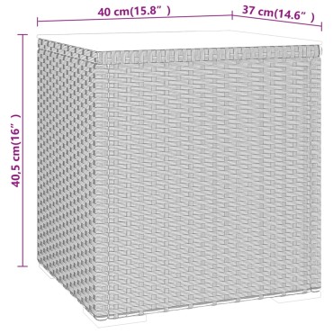vidaXL Βοηθητικό Τραπεζάκι Μαύρο 40x37x40,5cm Συνθ Ρατάν/ Ψημένο Γυαλί 1 τεμ.