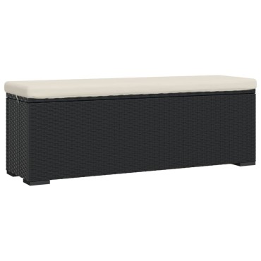 vidaXL Σκαμπό με Μαξιλάρι Μαύρο 110x30x40cm από Συνθετικό Ρατάν