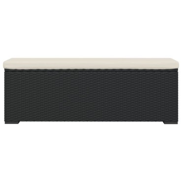 vidaXL Σκαμπό με Μαξιλάρι Μαύρο 110x30x40cm από Συνθετικό Ρατάν