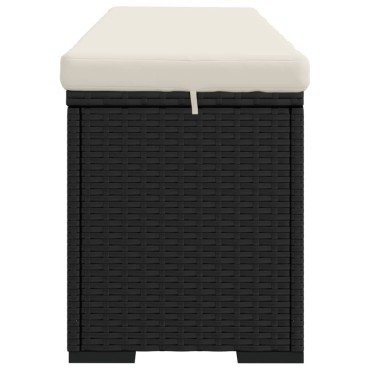vidaXL Σκαμπό με Μαξιλάρι Μαύρο 110x30x40cm από Συνθετικό Ρατάν