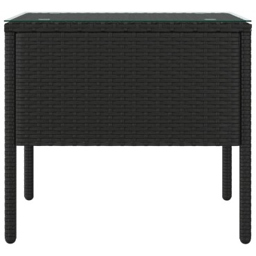 vidaXL Βοηθητικό Τραπεζάκι Μαύρο 53x37x48cm Συνθ. Ρατάν/ Ψημένο Γυαλί 1 τεμ.