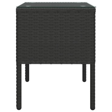 vidaXL Βοηθητικό Τραπεζάκι Μαύρο 53x37x48cm Συνθ. Ρατάν/ Ψημένο Γυαλί 1 τεμ.