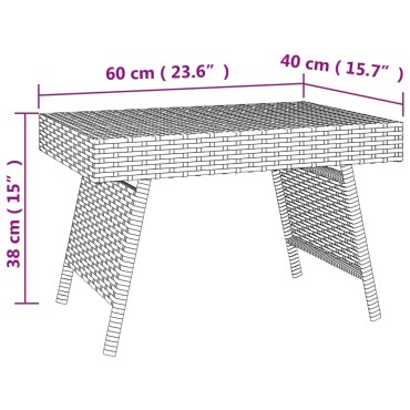 vidaXL Τραπεζάκι Βοηθητικό Πτυσσόμενο Μαύρο 60x40x38cm Συνθ. Ρατάν 1 τεμ.