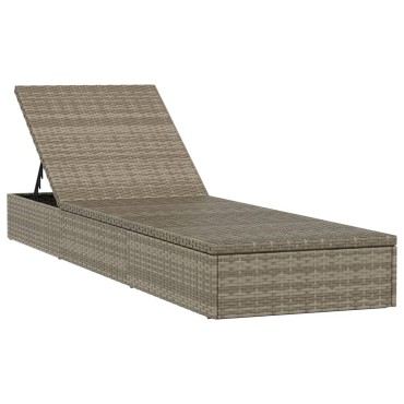 vidaXL Ξαπλώστρα 1 τεμ. Γκρι 201x55x62cm Συνθετικό Ρατάν με Μαξιλάρι