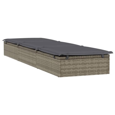 vidaXL Ξαπλώστρα 1 τεμ. Γκρι 201x55x62cm Συνθετικό Ρατάν με Μαξιλάρι