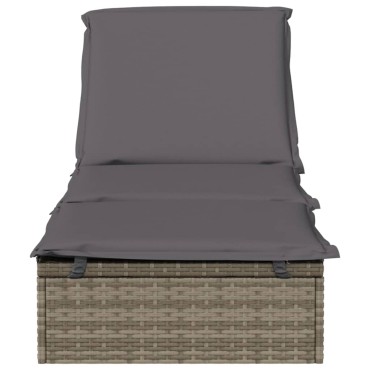 vidaXL Ξαπλώστρα 1 τεμ. Γκρι 201x55x62cm Συνθετικό Ρατάν με Μαξιλάρι