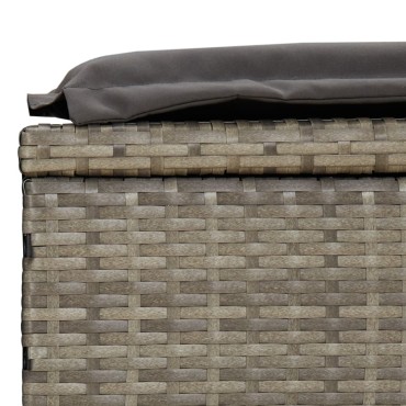 vidaXL Ξαπλώστρα 1 τεμ. Γκρι 201x55x62cm Συνθετικό Ρατάν με Μαξιλάρι