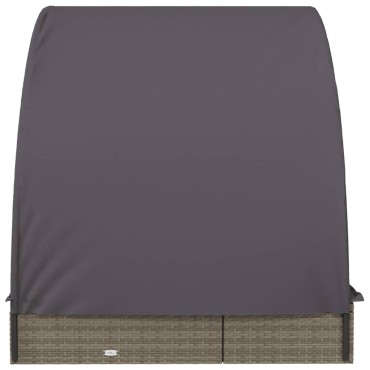 vidaXL Ξαπλώστρα 2 Ατόμων Στρογγ. Οροφή Γκρι 211x112x140cm Συνθ. Ρατάν 1 τεμ.