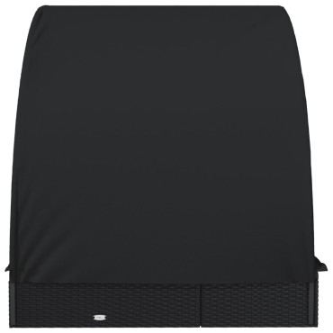 vidaXL Ξαπλώστρα 2 Ατόμων Στρογγ Οροφή Μαύρη 211x112x140cm Συνθ. Ρατάν 1 τεμ.
