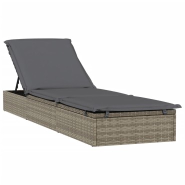 vidaXL Ξαπλώστρα με Στρογγυλή Οροφή Μαύρη 211x57x140cm Συνθ. Ρατάν 1 τεμ.